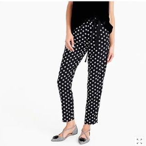 J. Crew size 14 black 100% polyester drawstring pants white stars celestial